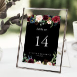 Rustic Black Botanical Wedding  Table Number<br><div class="desc">This rustic black botanical wedding table number is perfect for a classic wedding. The design features burgundy, red, navy, blue and blush radiant and graceful hand-painted flowers in a black background, inspiring natural beauty. This is a double sided table number. Add each table number you need to your cart individually....</div>