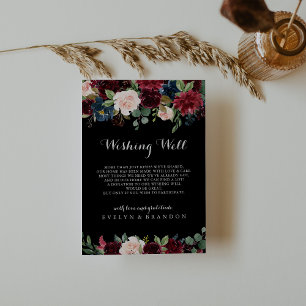 Rustic Black Botanical Wedding Wishing Well Enclosure Card