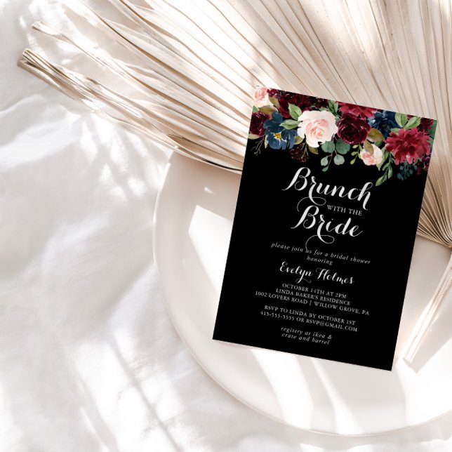 Rustic Black Brunch with the Bride Shower  Invitation (Creator Uploaded)