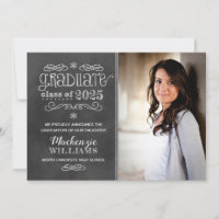 Rustic Black Chalkboard 2025 Graduate Photo