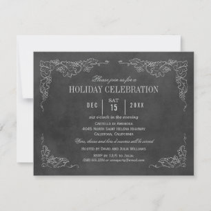 Rustic Black Chalkboard Holiday Celebration Invitation