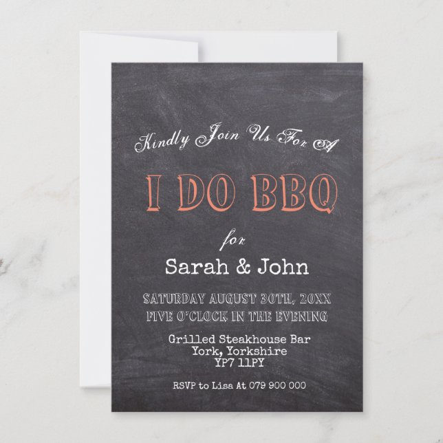 Rustic Black Chalkboard I Do BBQ Invitation (Front)