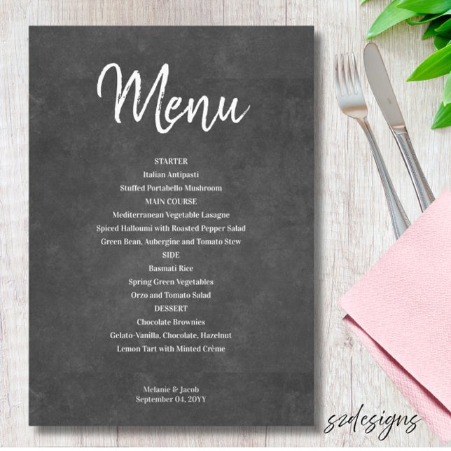 Rustic Black Chalkboard Menu Card (Creator Uploaded)
