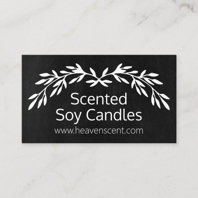 Rustic Black Chalkboard Soy Candle Business Card (Front)