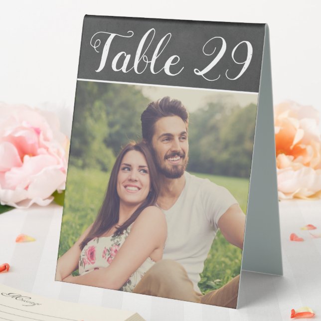 Rustic Black Chalkboard Wedding Photo Table Number (In SItu (Wedding))