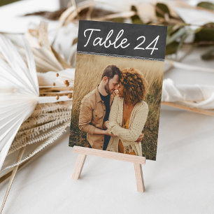 Rustic Black Chalkboard Wedding Photo Table Number