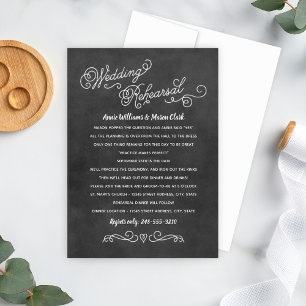 Rustic Black Chalkboard Wedding Rehearsal Invitation