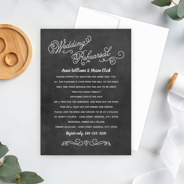 Rustic Black Chalkboard Wedding Rehearsal Invitation (Creator Uploaded)