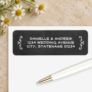 Rustic Black Chalkboard Wedding Return Address Label