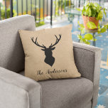 Rustic Black Deer | Kraft | Family Name Cushion<br><div class="desc">Introducing our Rustic Black Deer on Kraft design,  a perfect blend of timeless charm and personalised elegance! Bring a touch of rustic charm and family pride into your home or surprise someone special with a one-of-a-kind gift. Customise your Rustic Black Deer | Kraft | Family Name product today!</div>