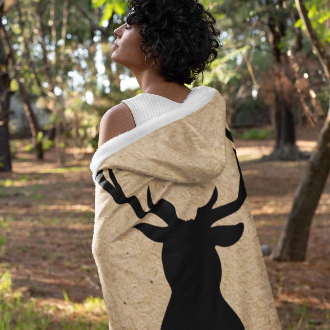 Rustic Black Deer | Kraft | Family Name Fleece Blanket (Creator Uploaded)