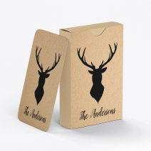 Rustic Black Deer | Kraft | Family Name Playing Cards
