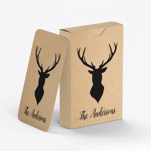 Rustic Black Deer   Kraft   Family Name Playing Cards