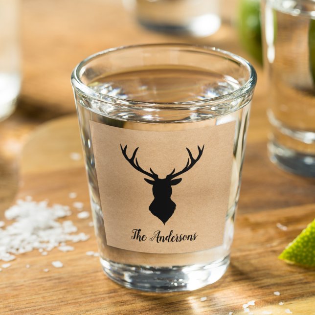 Rustic Black Deer | Kraft | Family Name Shot Glass (Creator Uploaded)