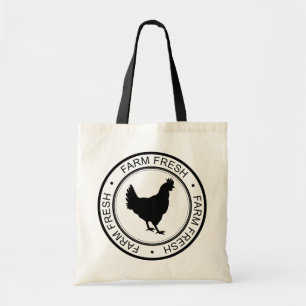 Rustic Black Farm Fresh Badge Black Hen Tote Bag