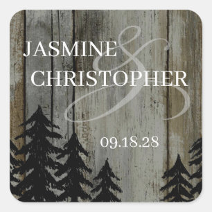 Rustic Black Forest Wedding Square Sticker