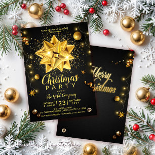 Rustic Black Gold Company Christmas Invitation