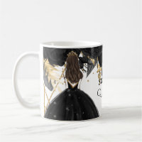 Rustic Black Gold Floral Princess Quinceanera