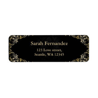 rustic Black gold frame label Return Address Label