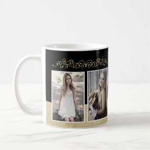 Rustic Black Graduate 2 Photo Graduation Coffee Mug
