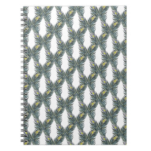 Rustic black, green and white Peacock feathers Notebook