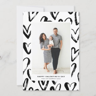 Rustic Black Hearts Pattern Happy Valentine's Day Holiday Card