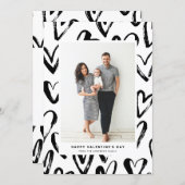 Rustic Black Hearts Pattern Happy Valentine's Day Holiday Card (Front/Back)