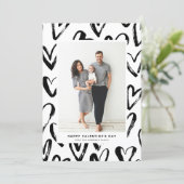 Rustic Black Hearts Pattern Happy Valentine's Day Holiday Card (Standing Front)