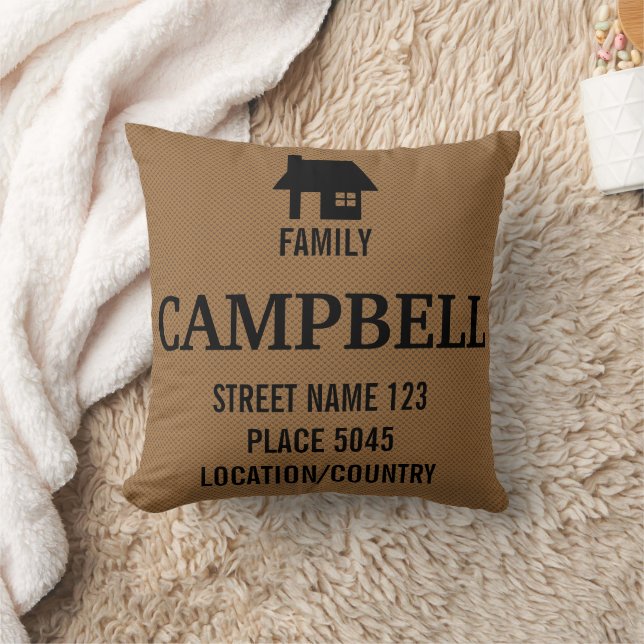 Rustic Black House Silhouette & Custom Family Name Cushion (Blanket)