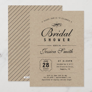 Rustic Black & Kraft   Elegant Bridal Shower Invitation