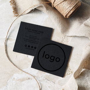Rustic black kraft paper add your logo handmade square business card