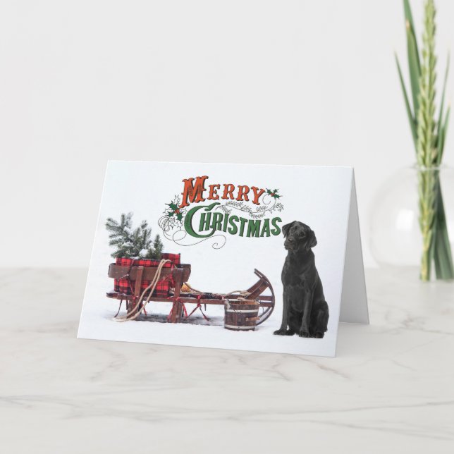 Rustic Black Lab Christmas Card (Front)