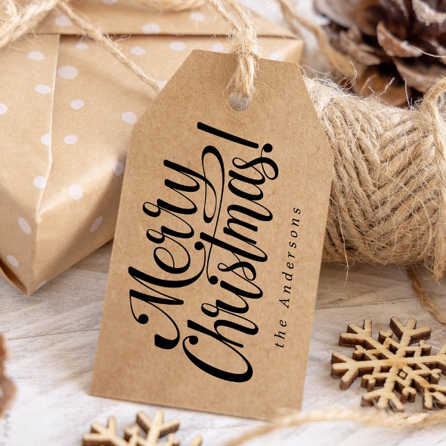 Rustic Black Merry Christmas Gift Tags (Creator Uploaded)