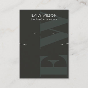 Rustic Black Monogram Necklace Earring Display Business Card