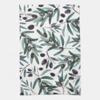 Rustic Black Olive Watercolor Illustration 