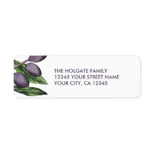 Rustic Black Olives Branch Purple Return Address Label