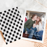 Rustic Black Plaid Merry Christmas Photo Holiday Card<br><div class="desc">This simple and classic black plaid Merry Christmas holiday photo card features a one photo front with elegant white typography,  and a rustic black and white plaid pattern on the back.</div>