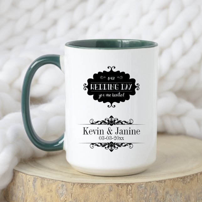 Rustic Black Save-The-Date Wedding Day Bride Groom Mug (Creator Uploaded)