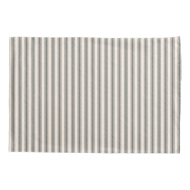 Rustic Black Striped French Ticking Pillow Cases (Back-Left)