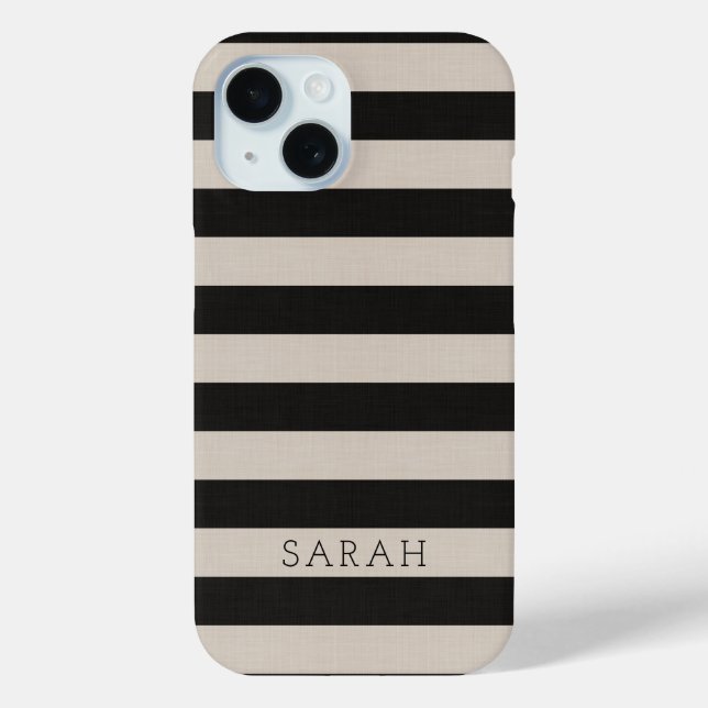 Rustic Black Stripes Monogrammed Case-Mate iPhone Case (Back)