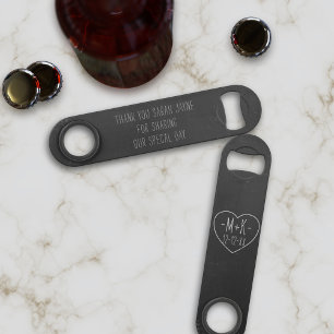 Rustic Black Thank You Wedding Bottle Opener