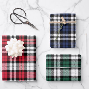 Rustic Black Watch Tartan Plaid Christmas Wrapping Paper Sheet