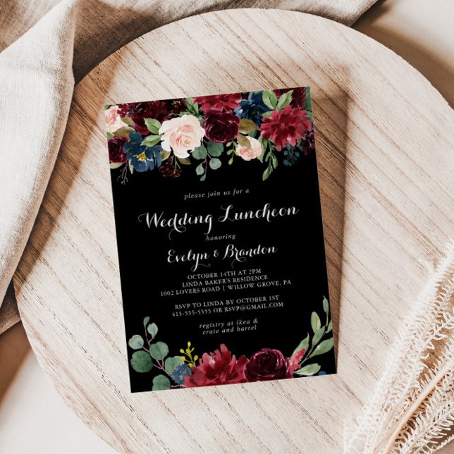 Rustic Black Wedding Luncheon Bridal Shower  Invitation (Creator Uploaded)