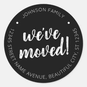 Rustic Black We've Moved Script New Address Label