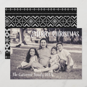 Rustic Black & White 1 Photo Christmas Card