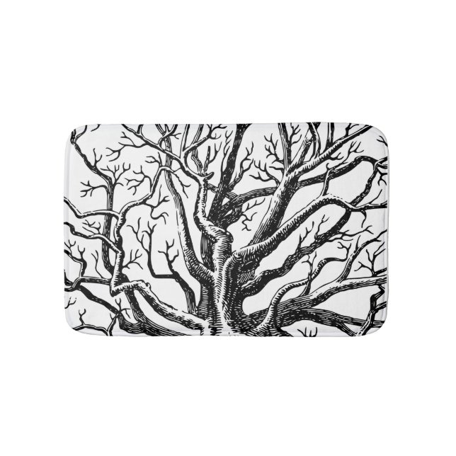 Rustic Black & White Abstract Tree Branches  Bath Mat (Front)