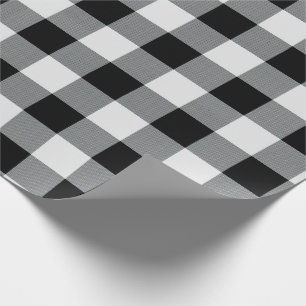 Rustic Black White Buffalo Check Wrapping Paper