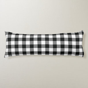 Rustic Black White Buffalo Checks Plaid Body Cushion
