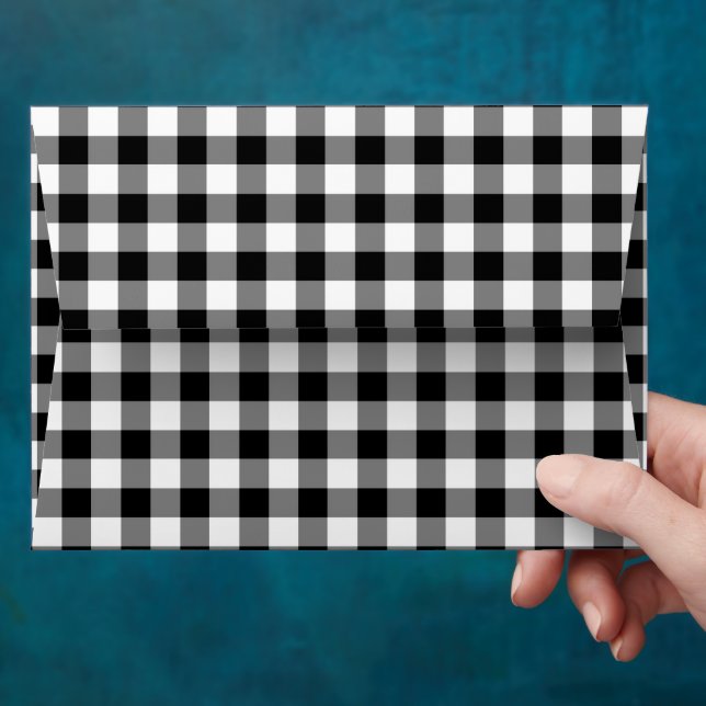 Rustic Black White Chequered Gingham Pattern Envelope (Hand)