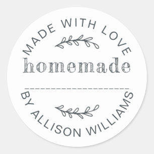 Rustic Black White Homemade Baked Goods Classic Round Sticker